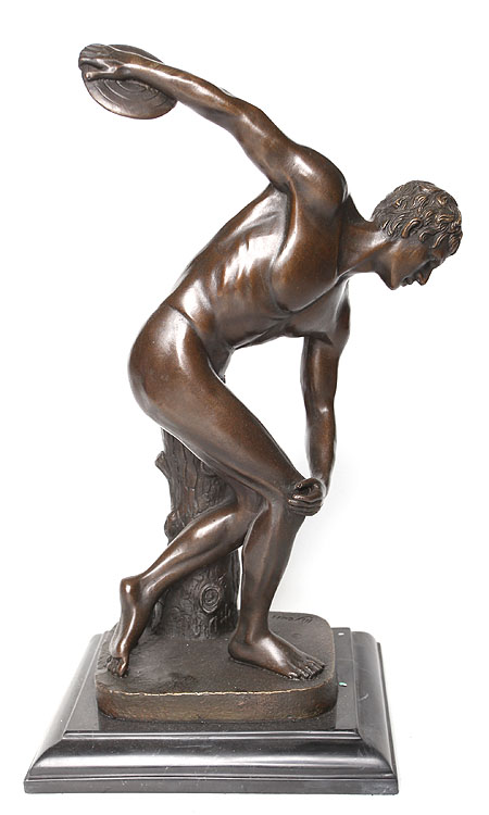 Статуэтка "Дискобол" Бронза, мрамор Франция, вторая половина ХХ века Реплика статуи древнегреческого скульптора Мирона инфо 5624b.