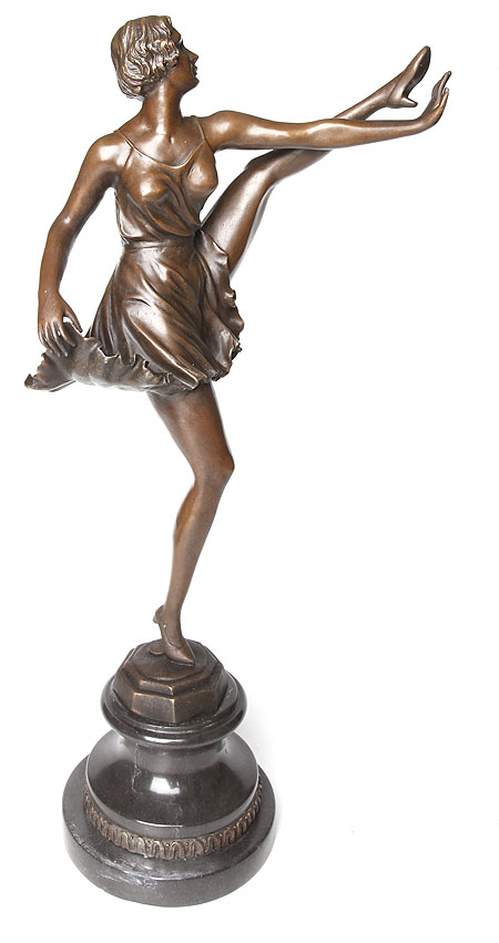 Статуэтка "Танцовщица" Бронза, поделочный камень Франция, вторая половина ХХ века танца, красота и изящество девушки инфо 5631b.