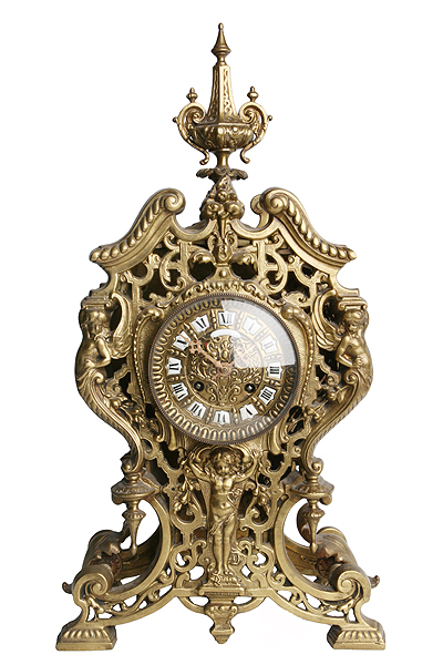 Часы каминные (бронза, литье, художественная выпиловка, эмаль) Европа, XX век 1900 г инфо 8859b.