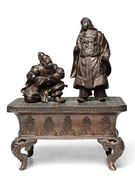 Жанровая композиция (бронза, литье, гравировка, чеканка), Китай, конец XIX века 1890 г инфо 8906b.