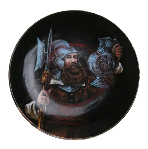 Тарелка декоративная "Рыцарь" Фарфор, деколь с подрисовкой Западная Европа, первая половина ХХ века дне клеймо в тесте "F" инфо 9036b.