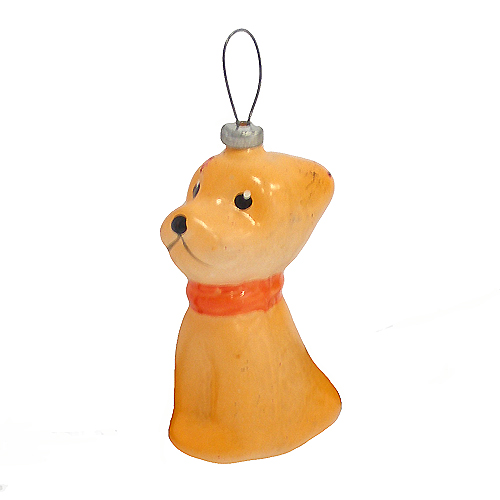 Елочная игрушка "Оранжевый щенок" СССР, 70-е годы ХХ века 2 см Сохранность очень хорошая инфо 2622n.