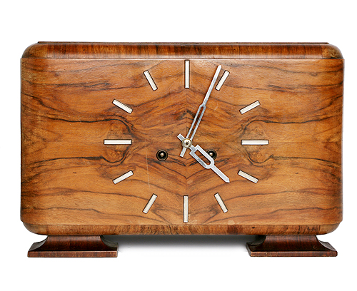 Часы настольные "Maute" с боем (Германия, первая треть ХХ века) шпоном Механизм с мелодичным боем инфо 6423g.