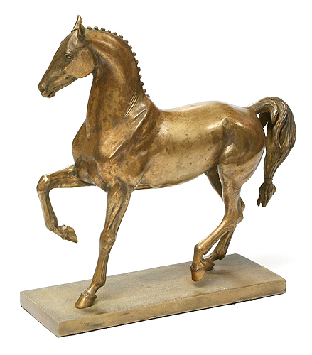 Скульптура "Лошадь" Авторская работа А Данилова Бронза, литье Россия, 2006 год основание скульптуры прикреплен лоскут ткани инфо 6668g.