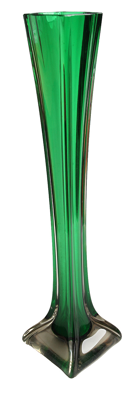Ваза Зеленое стекло СССР, третья четверть ХХ века 1959 г инфо 7943a.